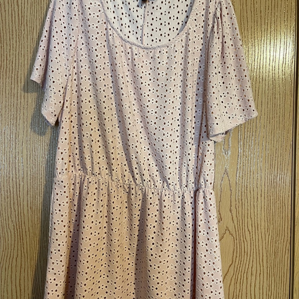 Pink Eyelet Peplum Blouse